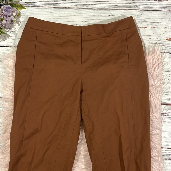 Piazza Sempione Cotton Brown Straight Leg High Rise Trousers - Picture 3 of 9